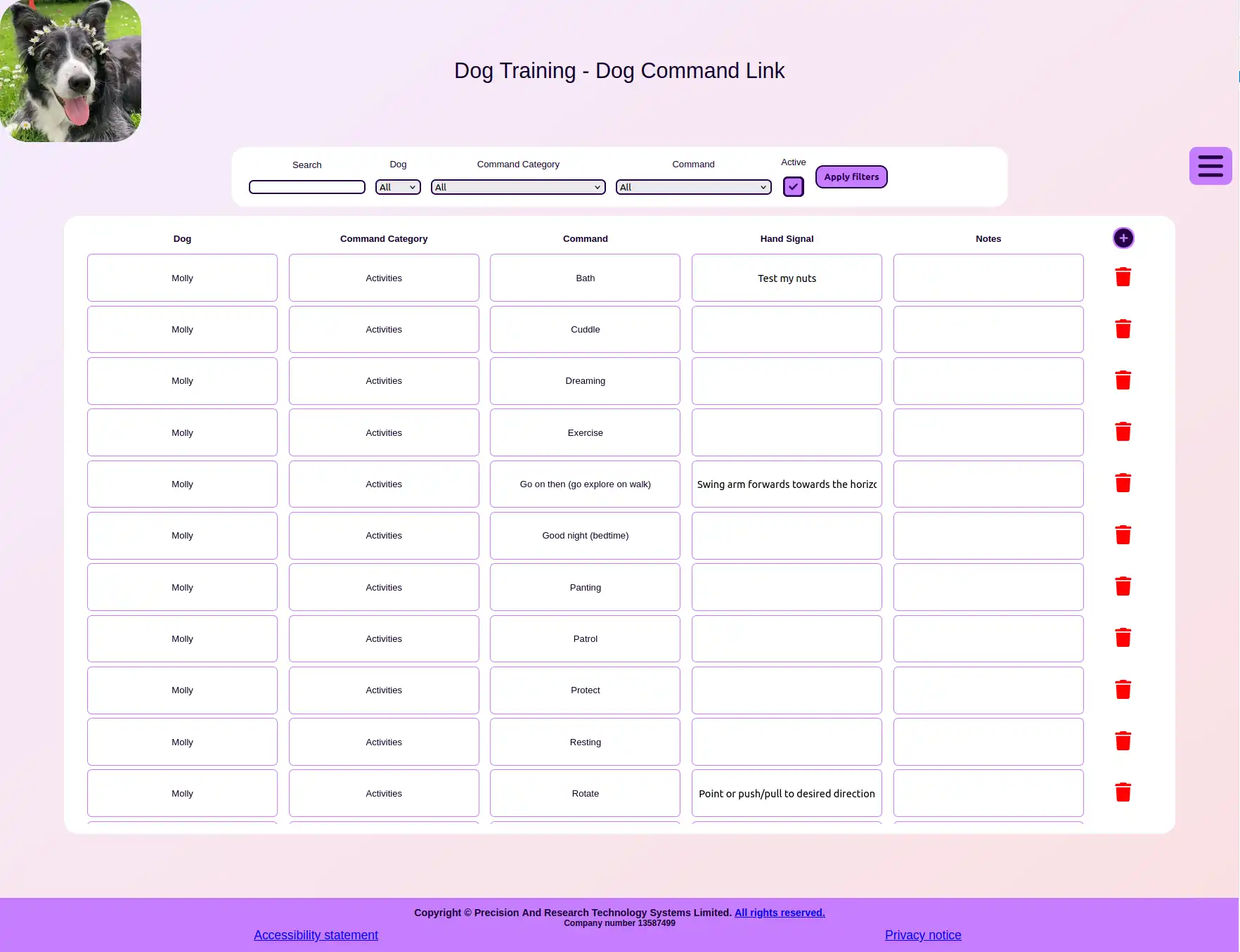 Live Dog Training Site